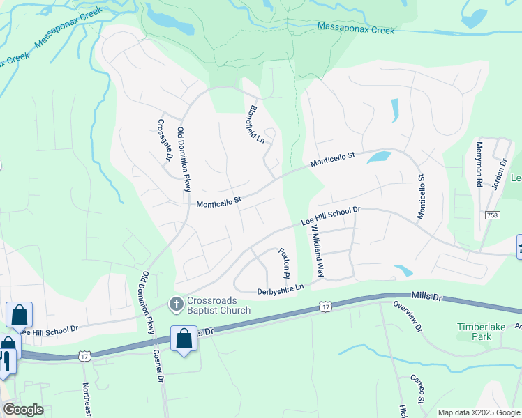 map of restaurants, bars, coffee shops, grocery stores, and more near 4210 Oakhill Road in Fredericksburg