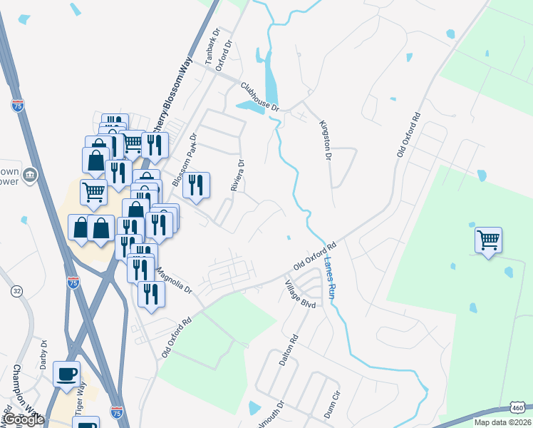 map of restaurants, bars, coffee shops, grocery stores, and more near 244 Ikebana Drive in Georgetown