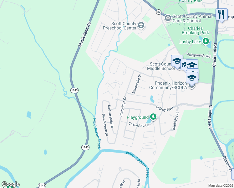 map of restaurants, bars, coffee shops, grocery stores, and more near 101 Haverford Path in Georgetown