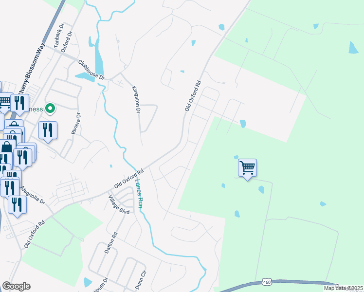 map of restaurants, bars, coffee shops, grocery stores, and more near 848 Old Oxford Road in Georgetown