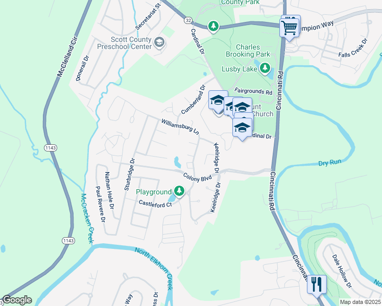map of restaurants, bars, coffee shops, grocery stores, and more near 111 Westview Court in Georgetown