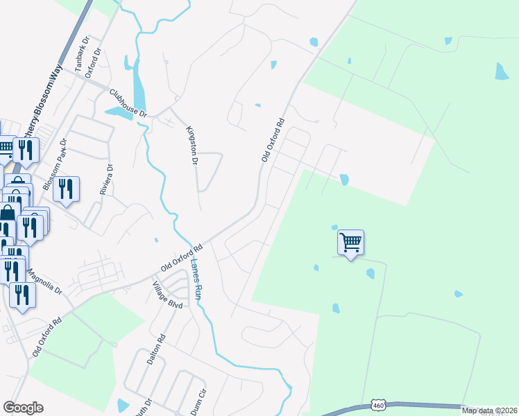 map of restaurants, bars, coffee shops, grocery stores, and more near 848 Old Oxford Road in Georgetown