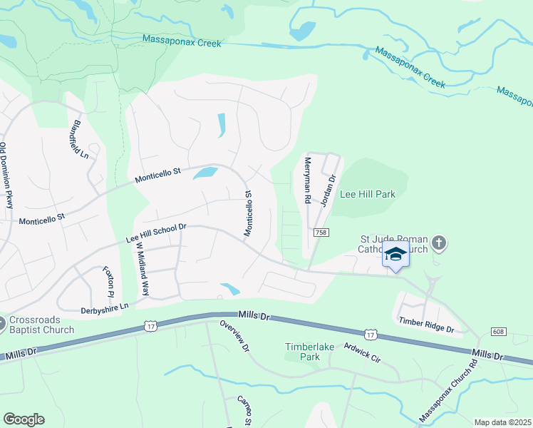 map of restaurants, bars, coffee shops, grocery stores, and more near 9918 Holland Meadows Court in Fredericksburg