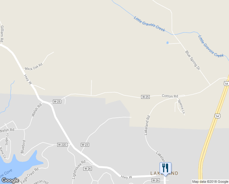 map of restaurants, bars, coffee shops, grocery stores, and more near 34 Cotton Road in Eldon