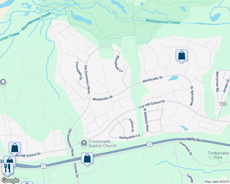 map of restaurants, bars, coffee shops, grocery stores, and more near 4204 Mount Vernon Place in Fredericksburg