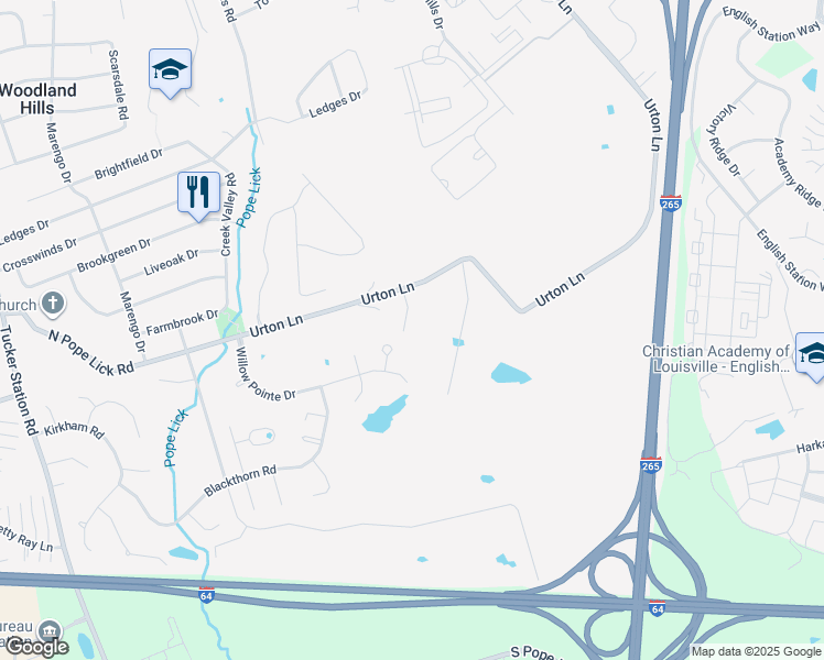 map of restaurants, bars, coffee shops, grocery stores, and more near 905 North Pope Lick Road in Louisville