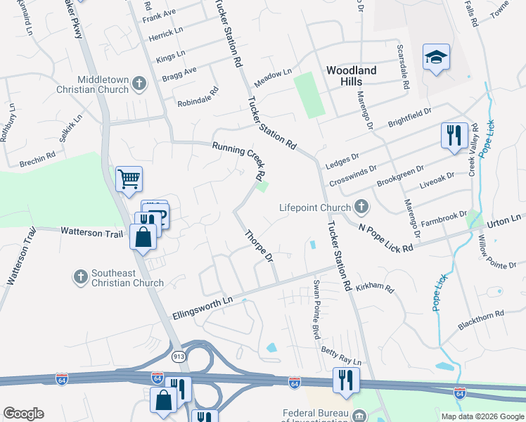 map of restaurants, bars, coffee shops, grocery stores, and more near 701 Greenvalley Circle in Louisville