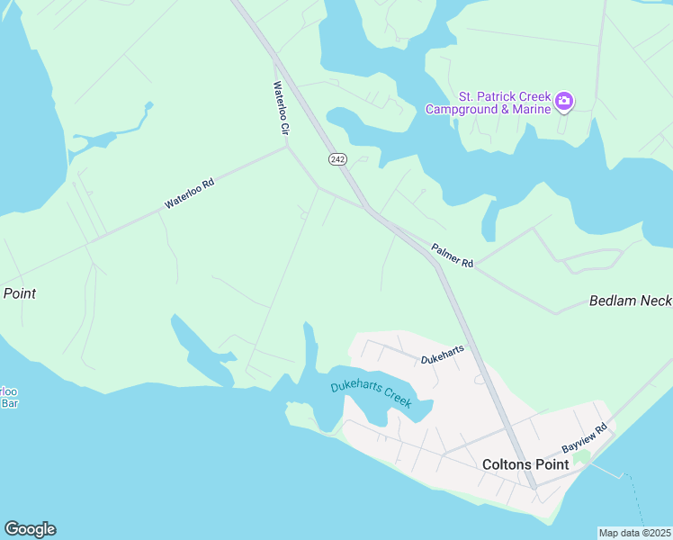 map of restaurants, bars, coffee shops, grocery stores, and more near 20611 Waterloo Circle in Coltons Point