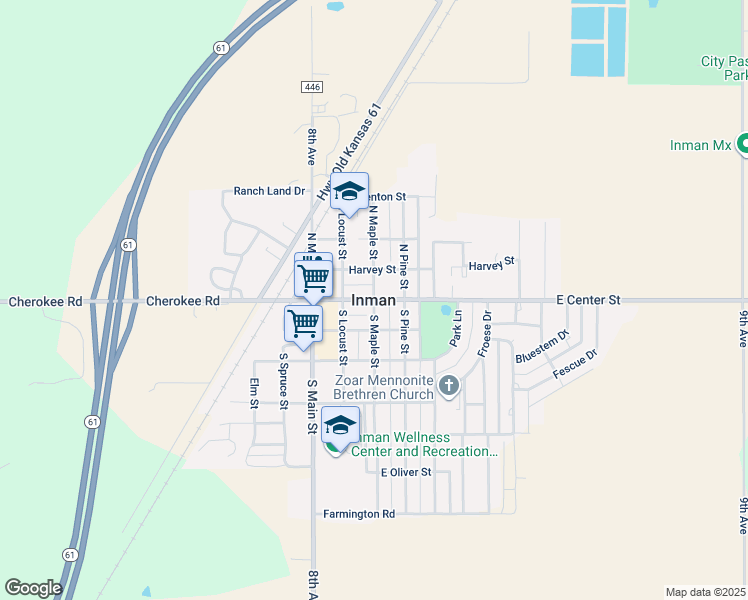 map of restaurants, bars, coffee shops, grocery stores, and more near in Inman