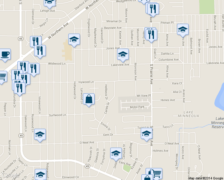 map of restaurants, bars, coffee shops, grocery stores, and more near 2013 Carlee Drive in Pueblo