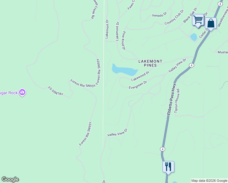 map of restaurants, bars, coffee shops, grocery stores, and more near 3153 Lakewood Drive in Arnold