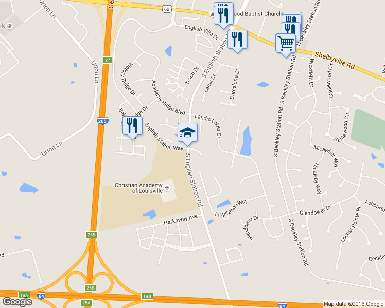 map of restaurants, bars, coffee shops, grocery stores, and more near 14500 Hearthside Court in Louisville