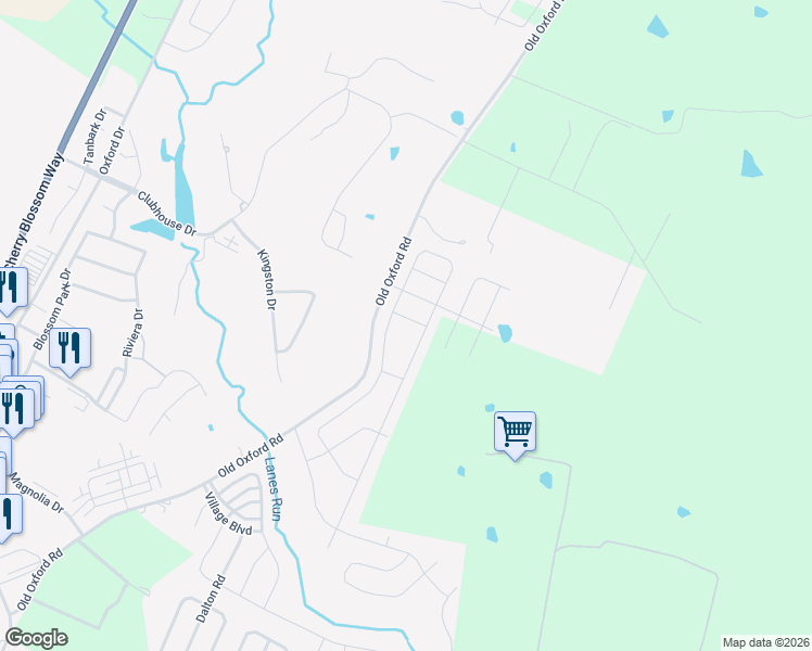 map of restaurants, bars, coffee shops, grocery stores, and more near 822 Old Oxford Road in Georgetown