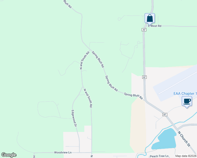 map of restaurants, bars, coffee shops, grocery stores, and more near 1431 Spring Bluff Road in Sullivan