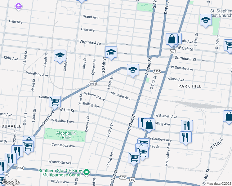 map of restaurants, bars, coffee shops, grocery stores, and more near 2327 West Burnett Avenue in Louisville