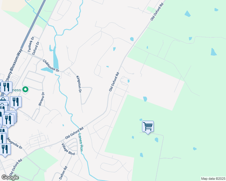 map of restaurants, bars, coffee shops, grocery stores, and more near 827 Old Oxford Road in Georgetown