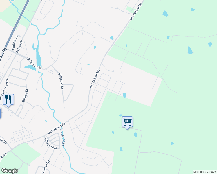 map of restaurants, bars, coffee shops, grocery stores, and more near 768 Old Oxford Road in Georgetown