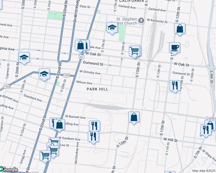 map of restaurants, bars, coffee shops, grocery stores, and more near 1708 Wilson Avenue in Louisville