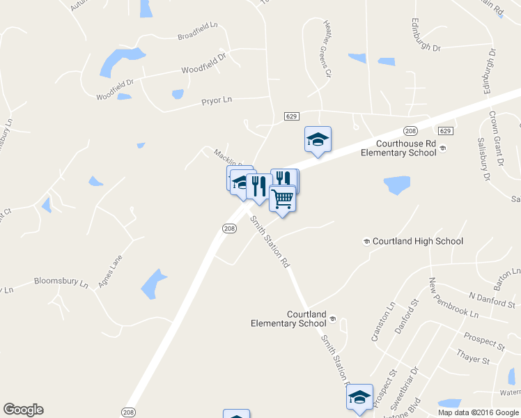 map of restaurants, bars, coffee shops, grocery stores, and more near 9811 Courthouse Rd in Spotsylvania