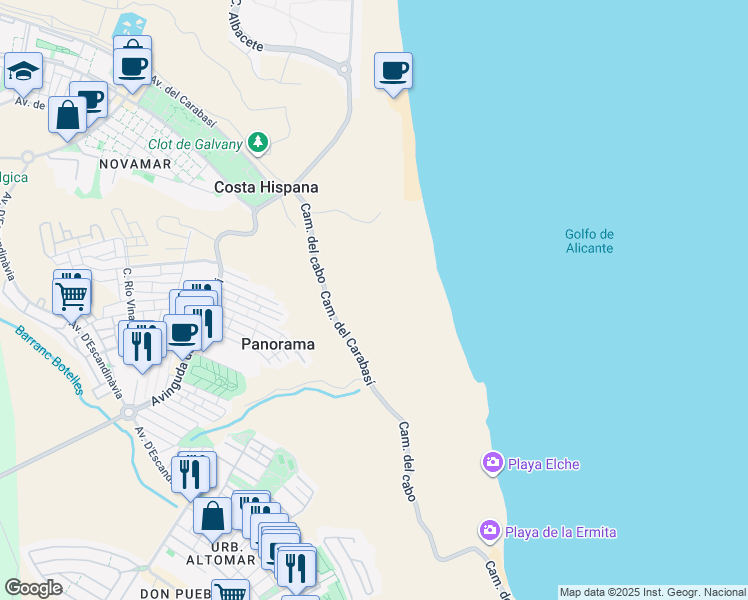 map of restaurants, bars, coffee shops, grocery stores, and more near in Gran Alacant