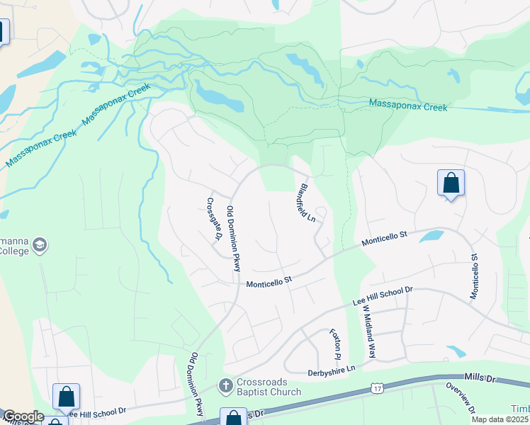 map of restaurants, bars, coffee shops, grocery stores, and more near 9922 Avalon Way in Fredericksburg