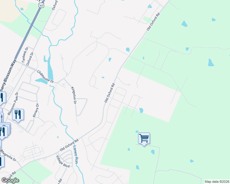 map of restaurants, bars, coffee shops, grocery stores, and more near 827 Old Oxford Road in Georgetown