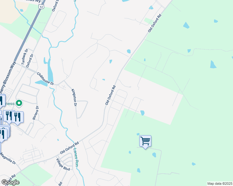map of restaurants, bars, coffee shops, grocery stores, and more near 827 Old Oxford Road in Georgetown