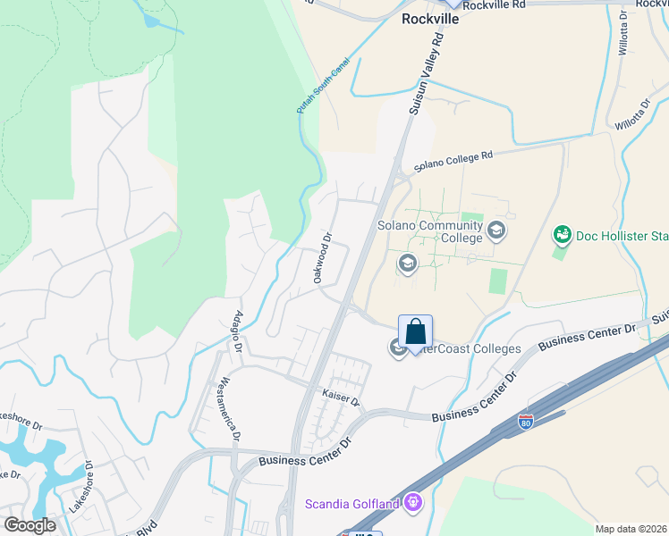 map of restaurants, bars, coffee shops, grocery stores, and more near 415 Oakwood Circle in Fairfield