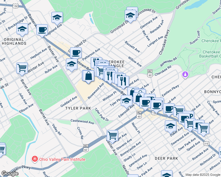 map of restaurants, bars, coffee shops, grocery stores, and more near 1321 U.S. 31E in Louisville
