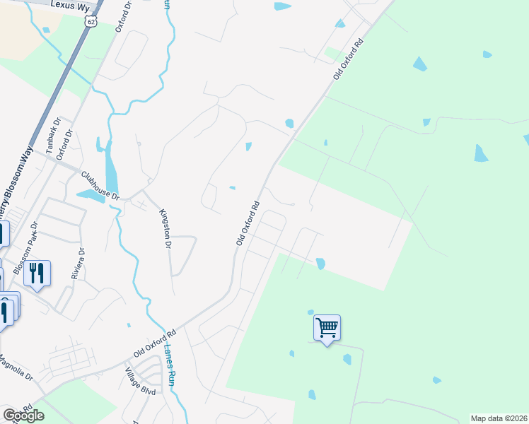 map of restaurants, bars, coffee shops, grocery stores, and more near 768 Old Oxford Road in Georgetown