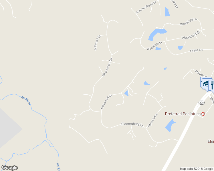 map of restaurants, bars, coffee shops, grocery stores, and more near 7109 Bloomsbury Lane in Spotsylvania