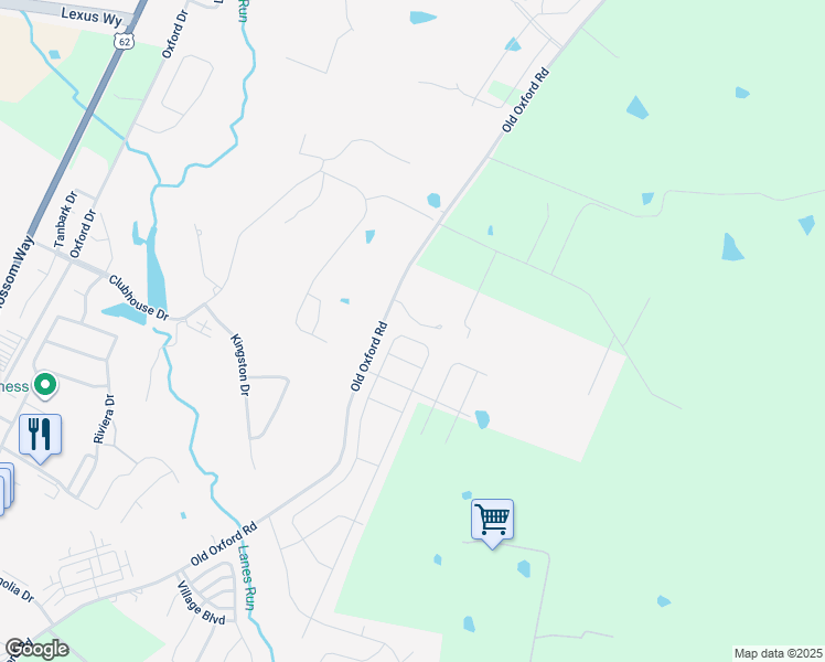 map of restaurants, bars, coffee shops, grocery stores, and more near 768 Old Oxford Road in Georgetown