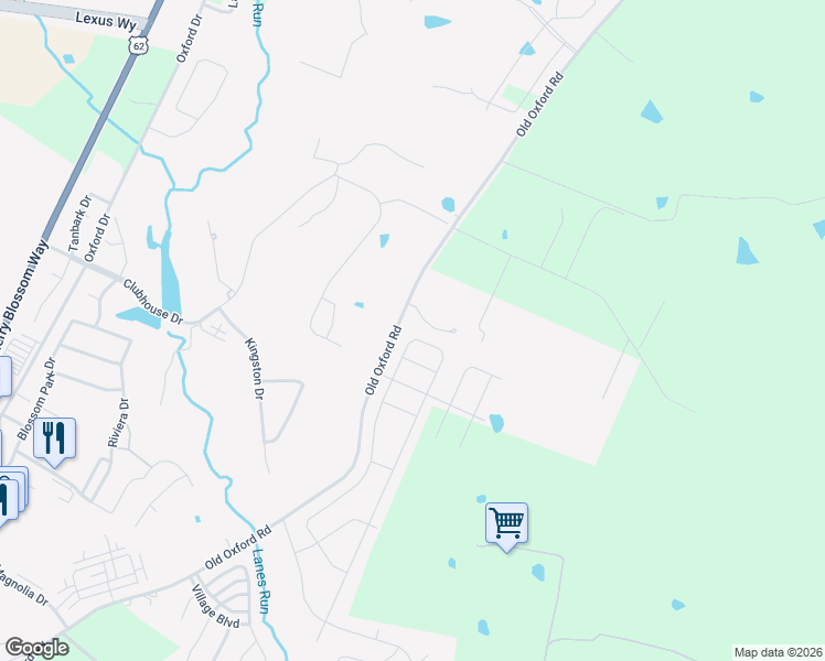 map of restaurants, bars, coffee shops, grocery stores, and more near 768 Old Oxford Road in Georgetown
