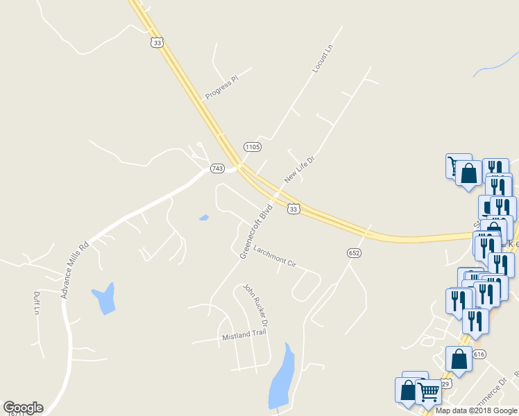 map of restaurants, bars, coffee shops, grocery stores, and more near 300 Ridgemont Road in Ruckersville
