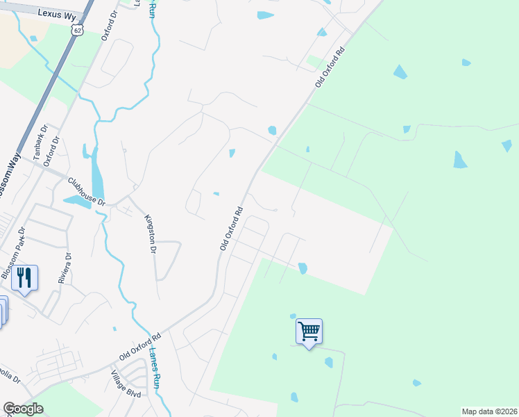 map of restaurants, bars, coffee shops, grocery stores, and more near 838 Old Oxford Road in Georgetown