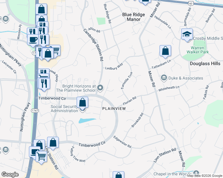 map of restaurants, bars, coffee shops, grocery stores, and more near 10303 Amy Lynn Court in Louisville