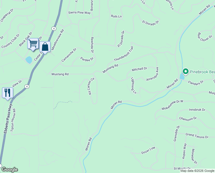 map of restaurants, bars, coffee shops, grocery stores, and more near 1745 War Hawk Way in Arnold