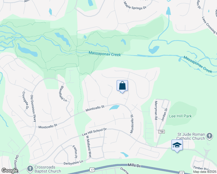 map of restaurants, bars, coffee shops, grocery stores, and more near 10103 Oat Lands Place in Fredericksburg