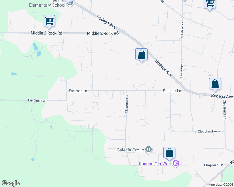 map of restaurants, bars, coffee shops, grocery stores, and more near 965 Eastman Lane in Petaluma