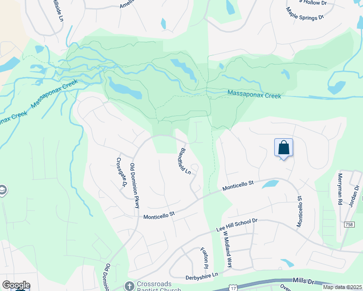map of restaurants, bars, coffee shops, grocery stores, and more near 4102 Corbin Hall Ln in Fredericksburg