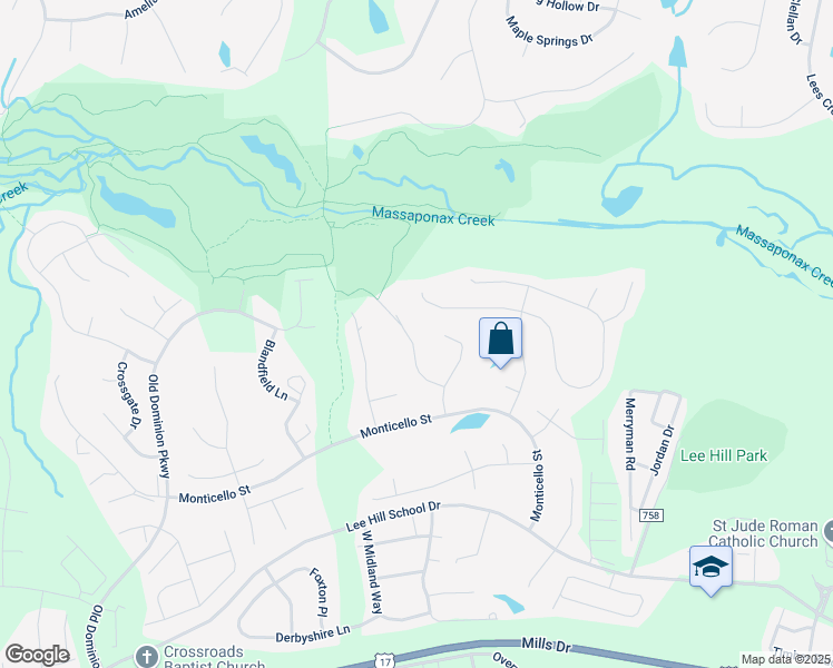 map of restaurants, bars, coffee shops, grocery stores, and more near 9806 Ramsay Drive in Fredericksburg
