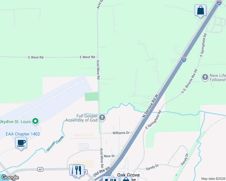 map of restaurants, bars, coffee shops, grocery stores, and more near 1000 Acid Mine Road in Sullivan