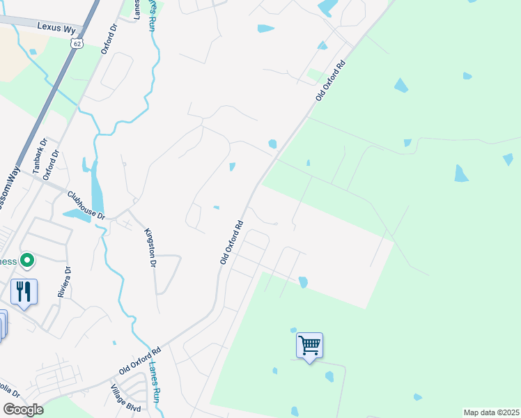 map of restaurants, bars, coffee shops, grocery stores, and more near 822 Old Oxford Road in Georgetown
