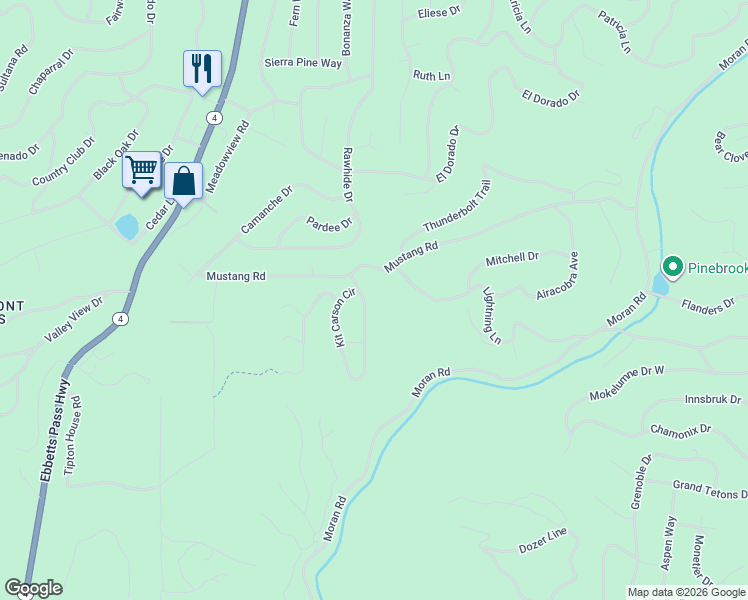 map of restaurants, bars, coffee shops, grocery stores, and more near 1745 War Hawk Way in Arnold