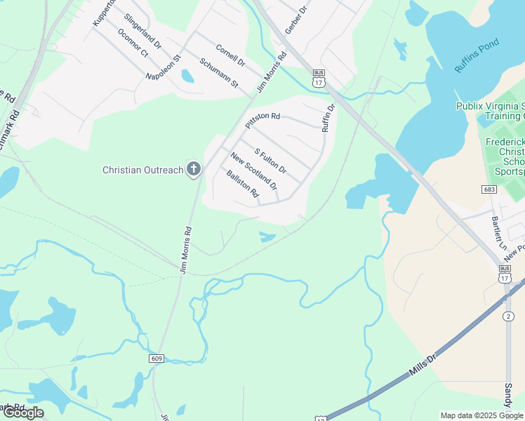 map of restaurants, bars, coffee shops, grocery stores, and more near 2620 Ruffin Drive in Fredericksburg