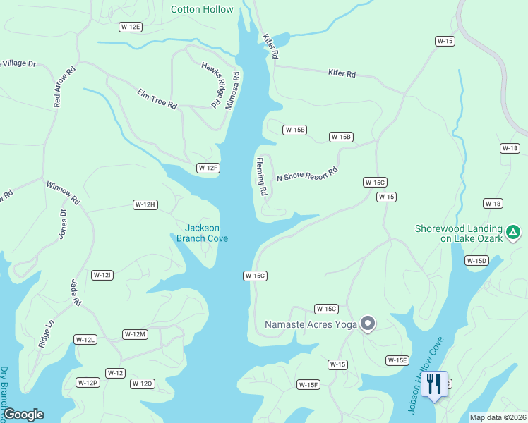 map of restaurants, bars, coffee shops, grocery stores, and more near County Road w-15B in Eldon