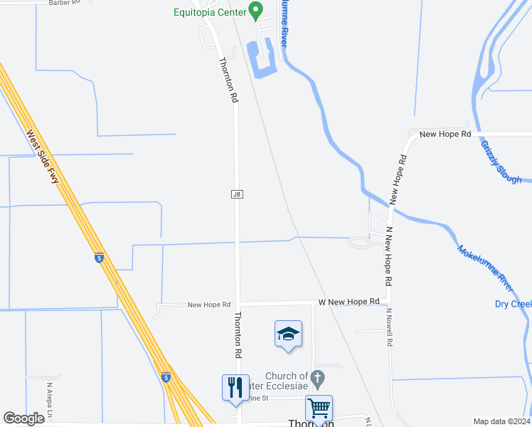 map of restaurants, bars, coffee shops, grocery stores, and more near 27350 Thornton Road in Galt