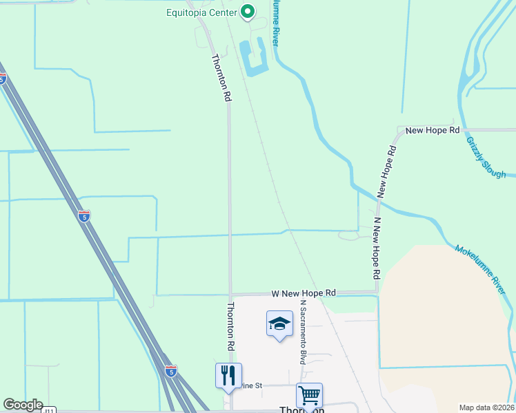 map of restaurants, bars, coffee shops, grocery stores, and more near 27350 Thornton Road in Galt