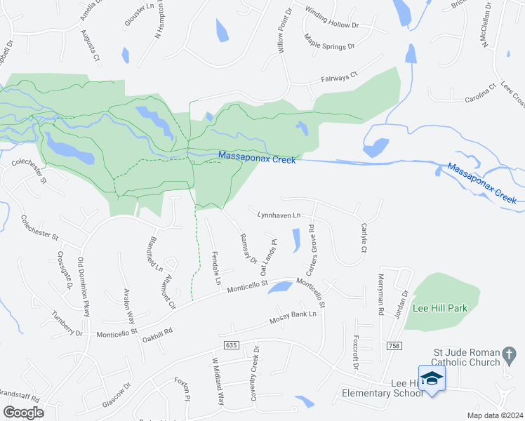 map of restaurants, bars, coffee shops, grocery stores, and more near 3919 Lynnhaven Lane in Fredericksburg