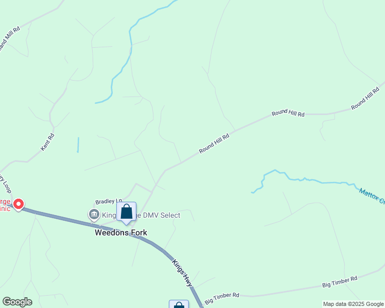 map of restaurants, bars, coffee shops, grocery stores, and more near 13355 Round Hill Road in King George